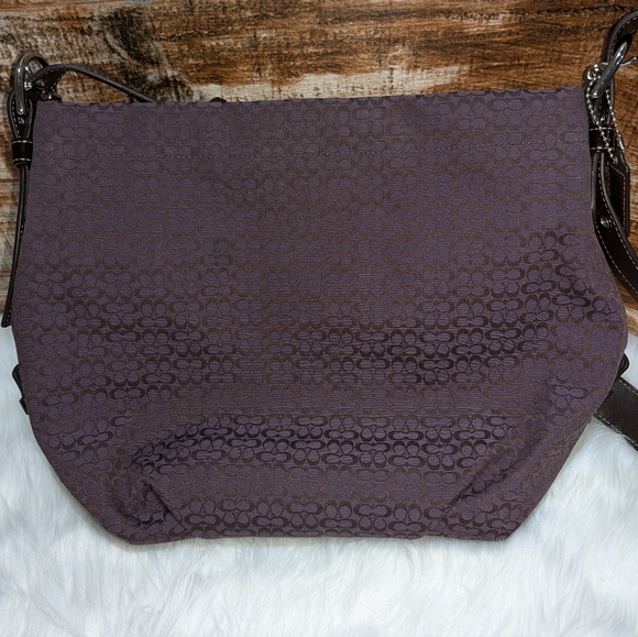 *RARE* COACH Purple Signature Canvas Convertible Duffle Crossbody Bag - Picture 3 of 7